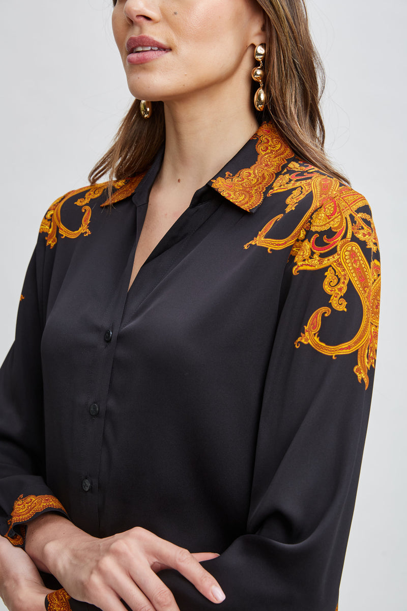 Silk Paisley Button Down Shirt