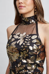 Floral Sequin Halter Top