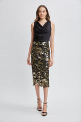 Floral Sequin Midi Skirt