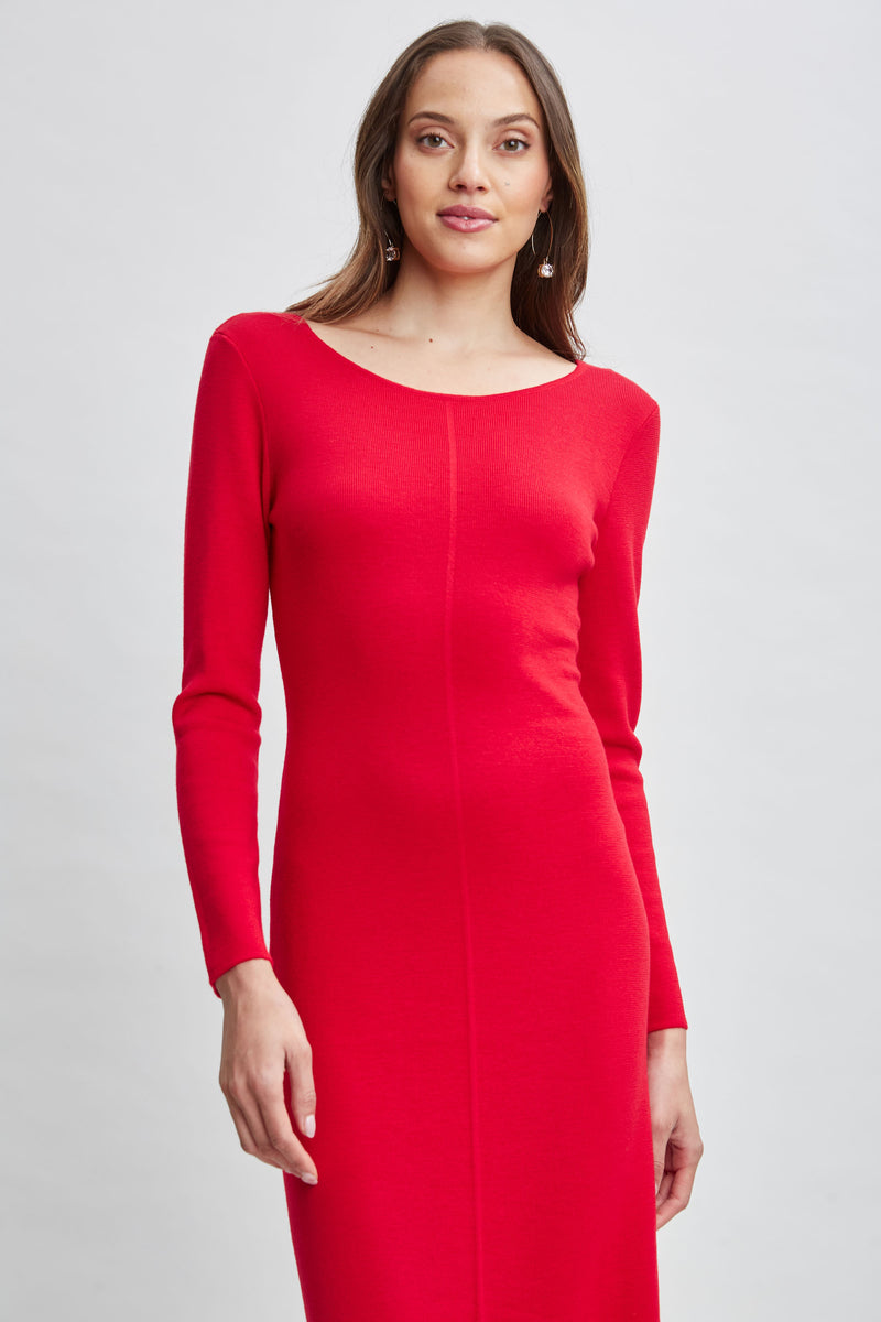 Wool Draped Chain Sweater Dress