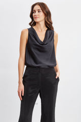 Silk Satin Cowl Neck Top