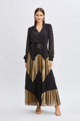 Chiffon Gilded Pleated Maxi Dress