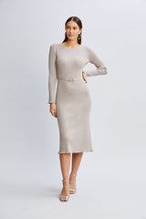 Metallic Belted Sweater Dress