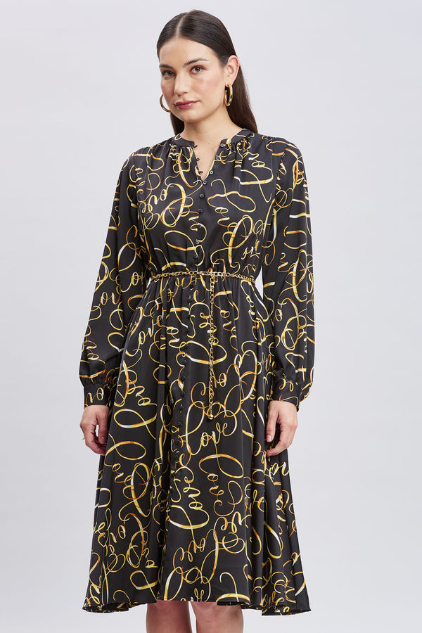 T-Tahari Letter Print Chain Dress