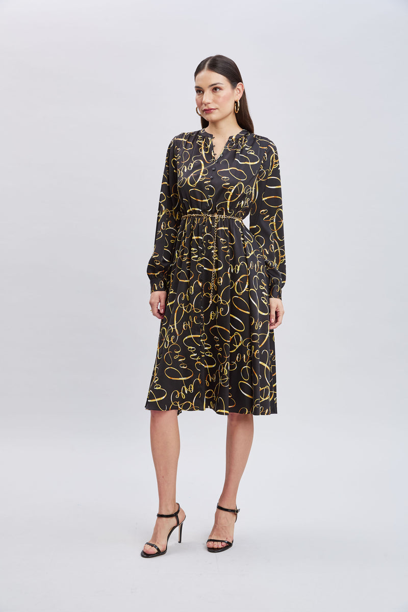 T-Tahari Letter Print Chain Dress