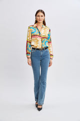 Silk Scarf Print Shirt