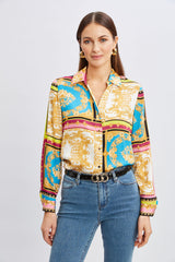 Silk Scarf Print Shirt