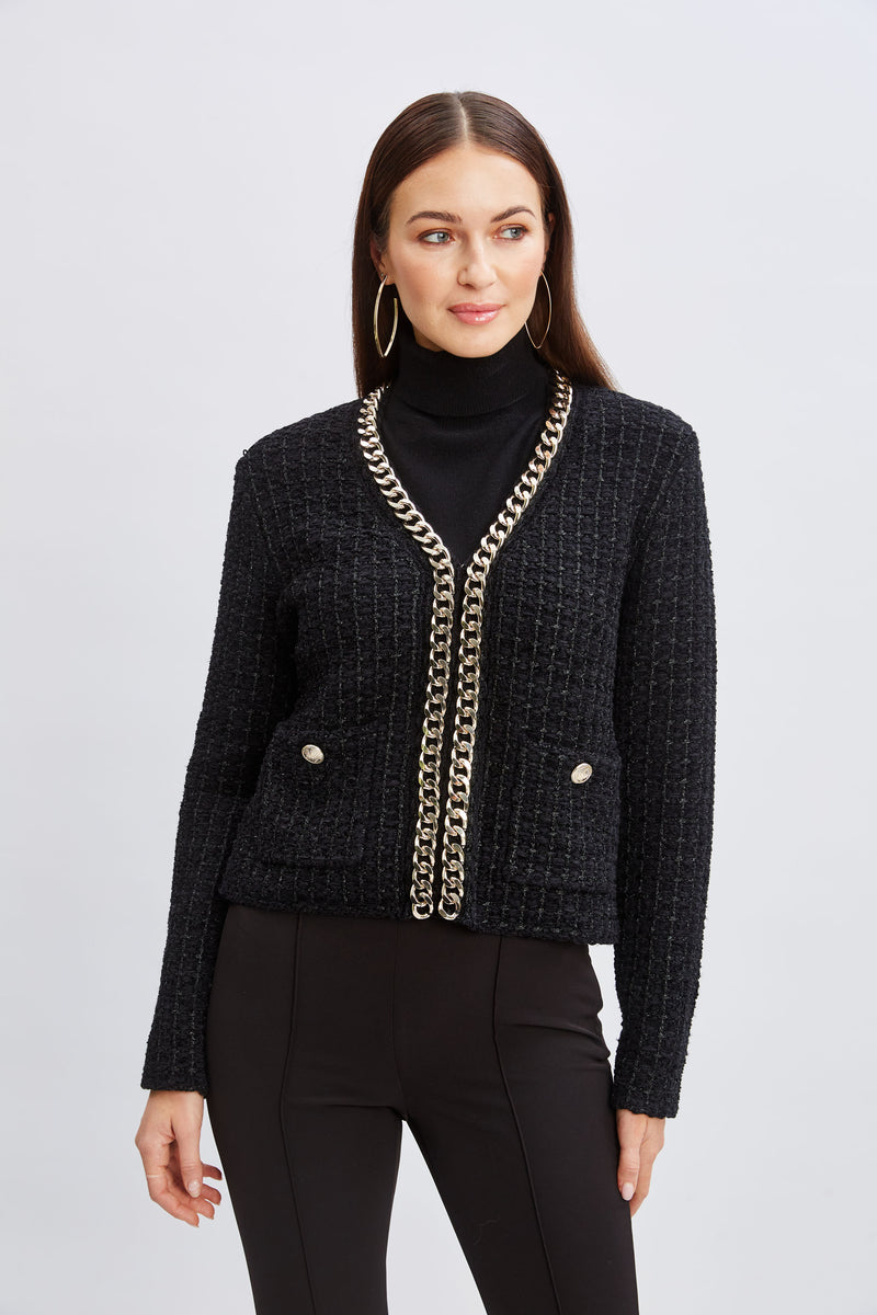 Chain Trim Metallic Cardigan