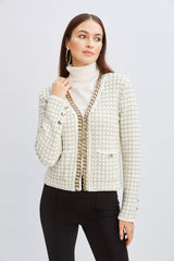 Chain Trim Metallic Cardigan