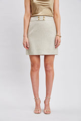 Metallic Tweed Button Skirt