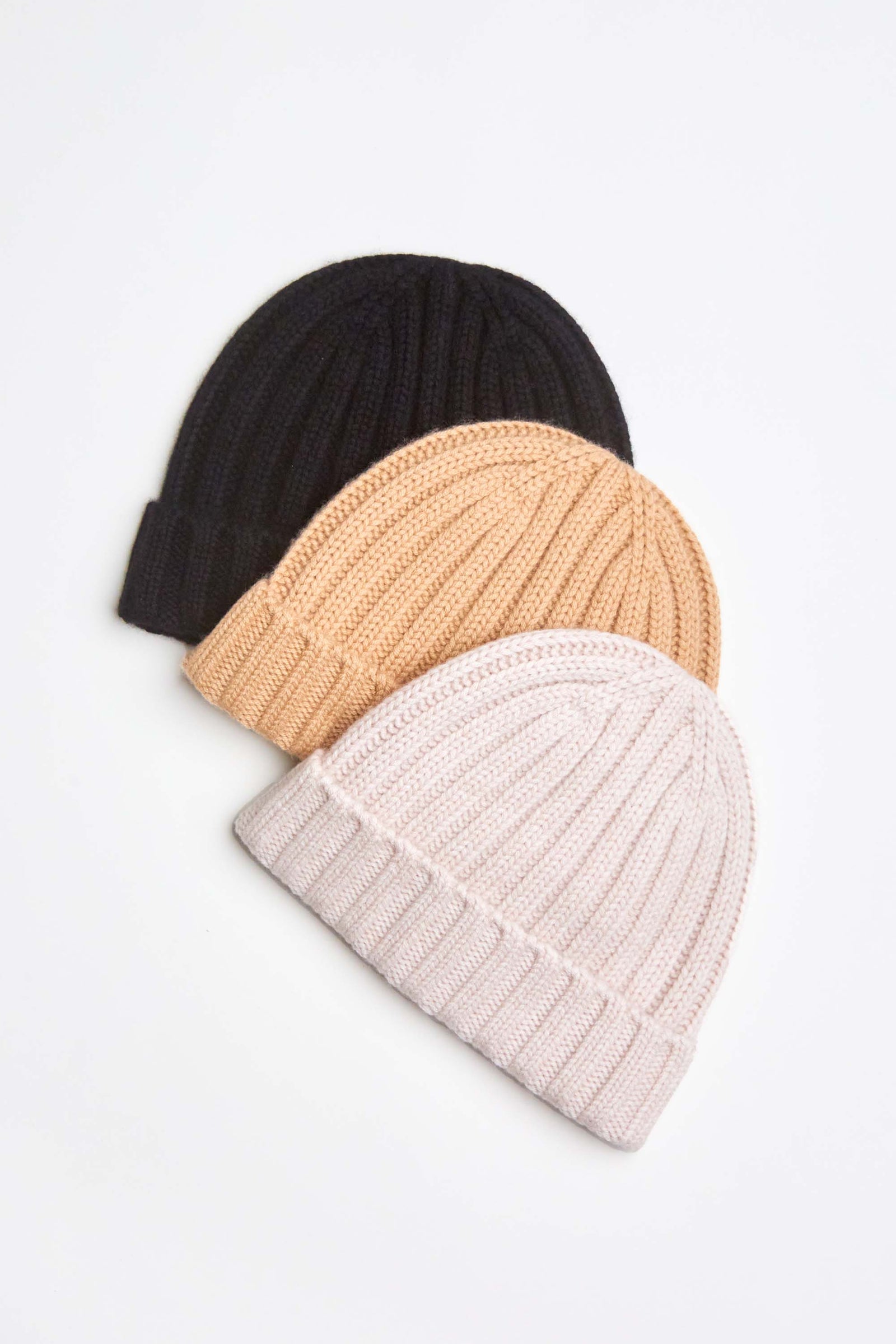 Cashmere Wool Rib Beanie Hat