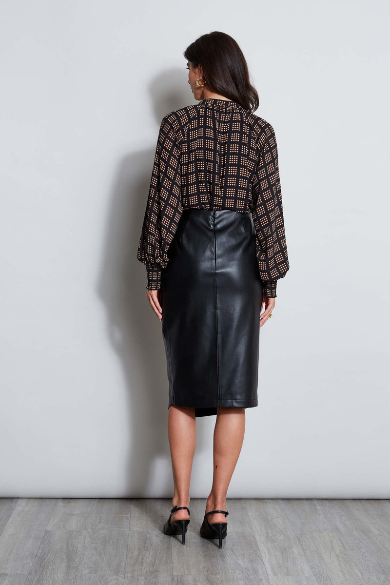 T-Tahari Vegan Leather Midi Wrap Skirt