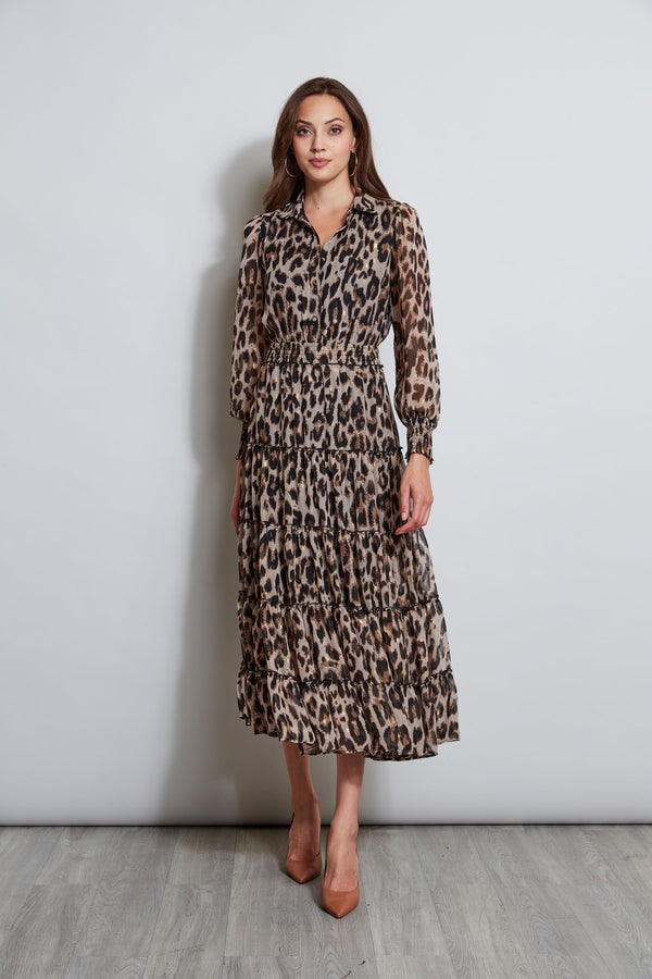 T Tahari Leopard Maxi Shirt Dress