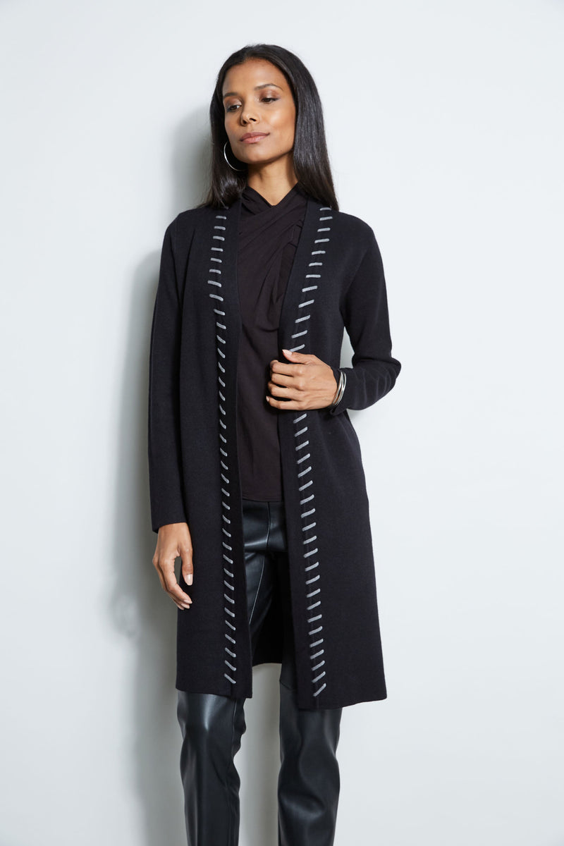 T-Tahari Long Stitched Cardigan