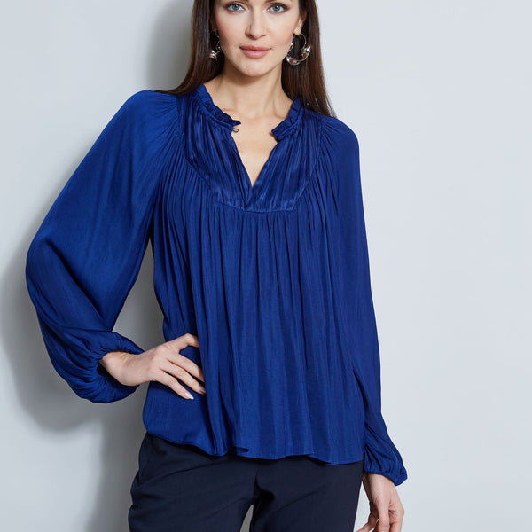 T-Tahari Pleated Blouson Shirt