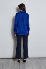 T-Tahari Satin Long Sleeve Button Down Shirt