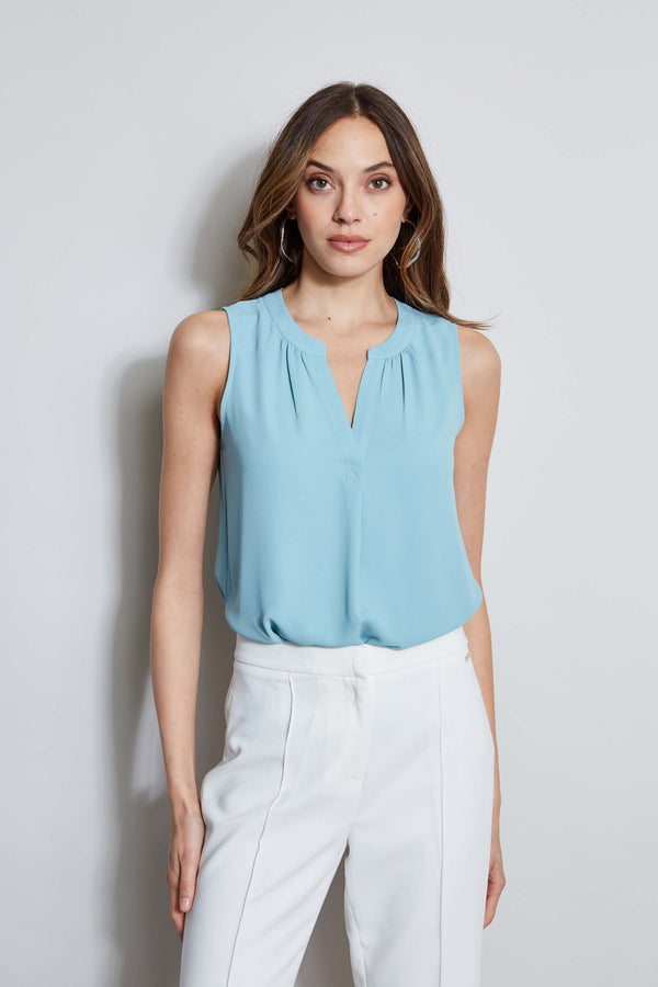 T-Tahari Sleeveless Split Neck Top