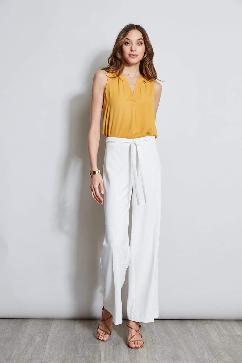 T-Tahari Sleeveless Split Neck Top