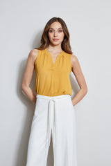 T-Tahari Sleeveless Split Neck Top