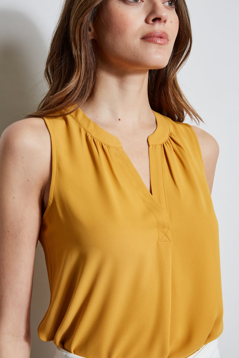 T-Tahari Sleeveless Split Neck Top