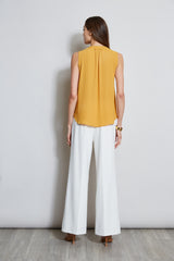 T-Tahari Sleeveless Split Neck Top