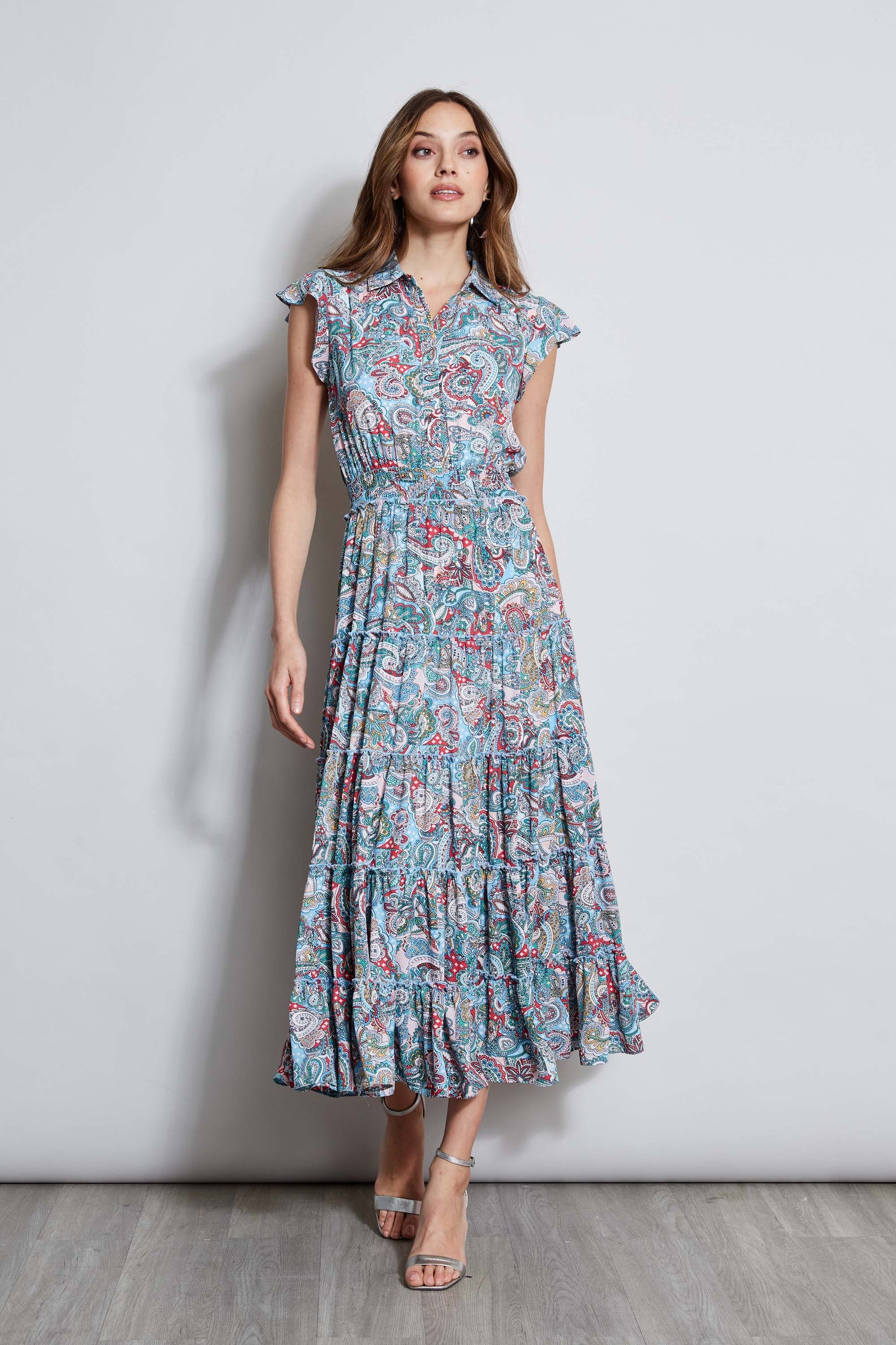 T Tahari Paisley Midi Dress Elie Tahari