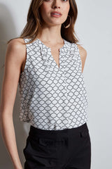 T-Tahari Dot Mesh Sleeveless Shirt