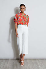 T-Tahari Hibiscus Garden Print Top