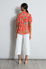 T-Tahari Hibiscus Garden Print Top