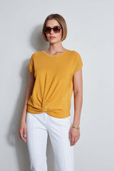 T-Tahari Twist Knot Short Sleeve Sweater