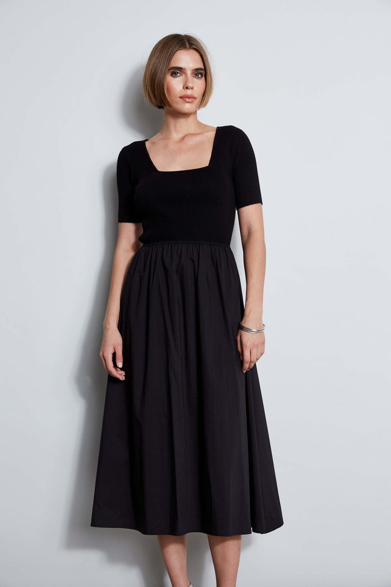 T-Tahari Short Sleeve Square Neck Midi Dress – Elie Tahari