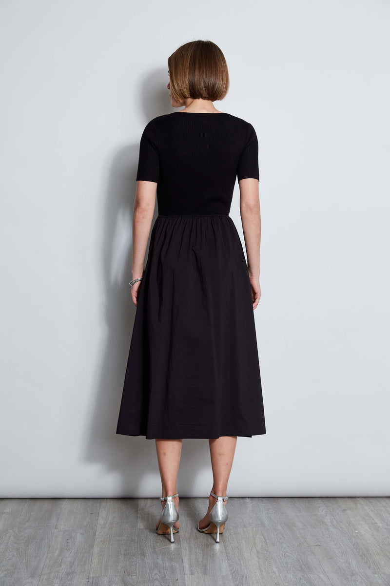 T-Tahari Short Sleeve Square Neck Midi Dress