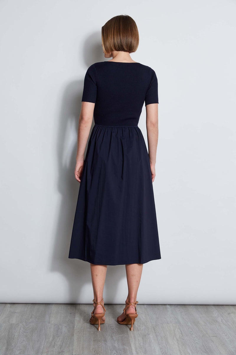 T-Tahari Short Sleeve Square Neck Midi Dress