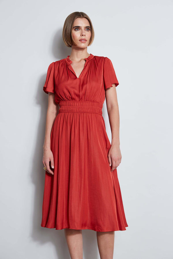 T-Tahari Flutter Sleeve Midi Dress