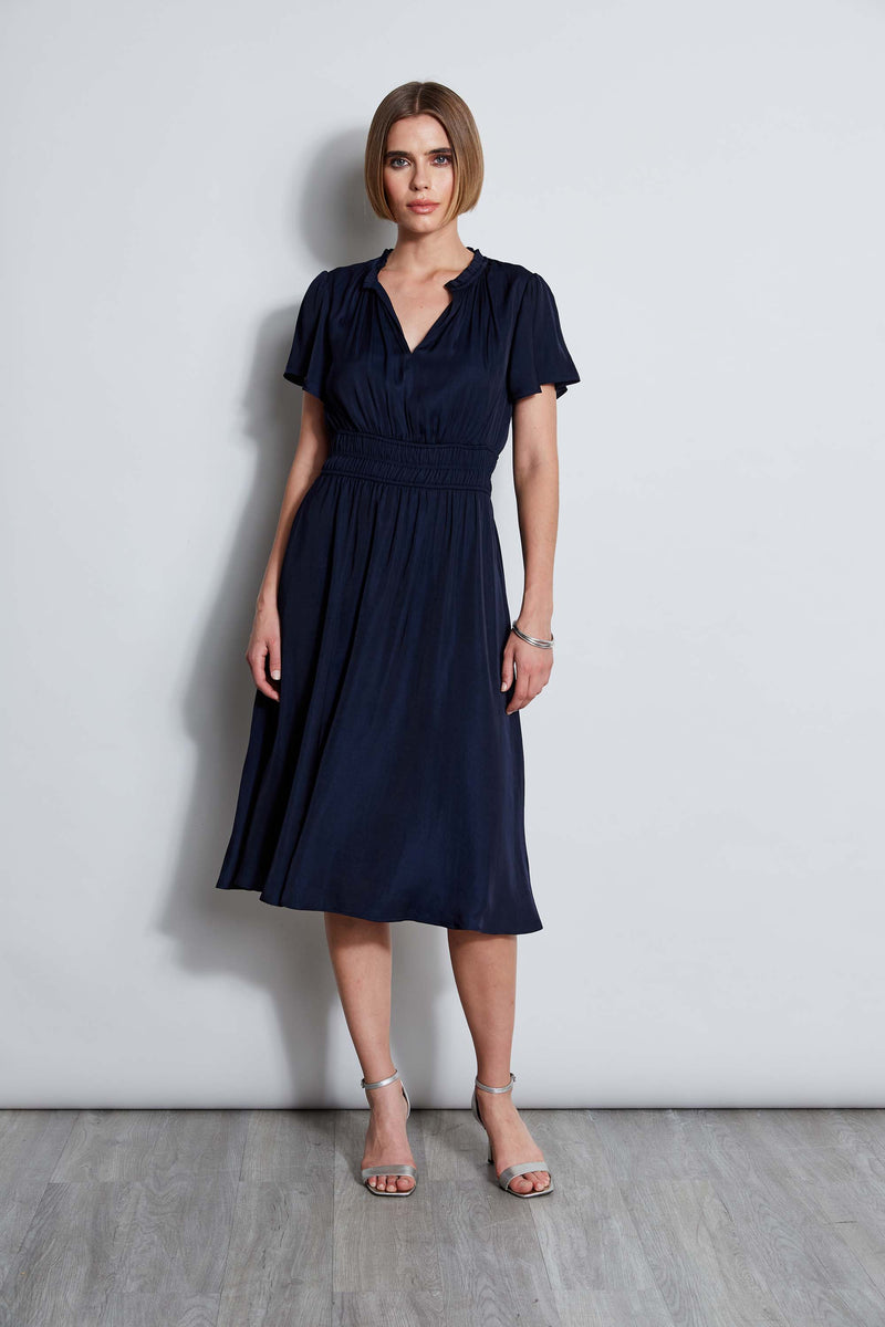 T Tahari Flutter Sleeve Midi Dress