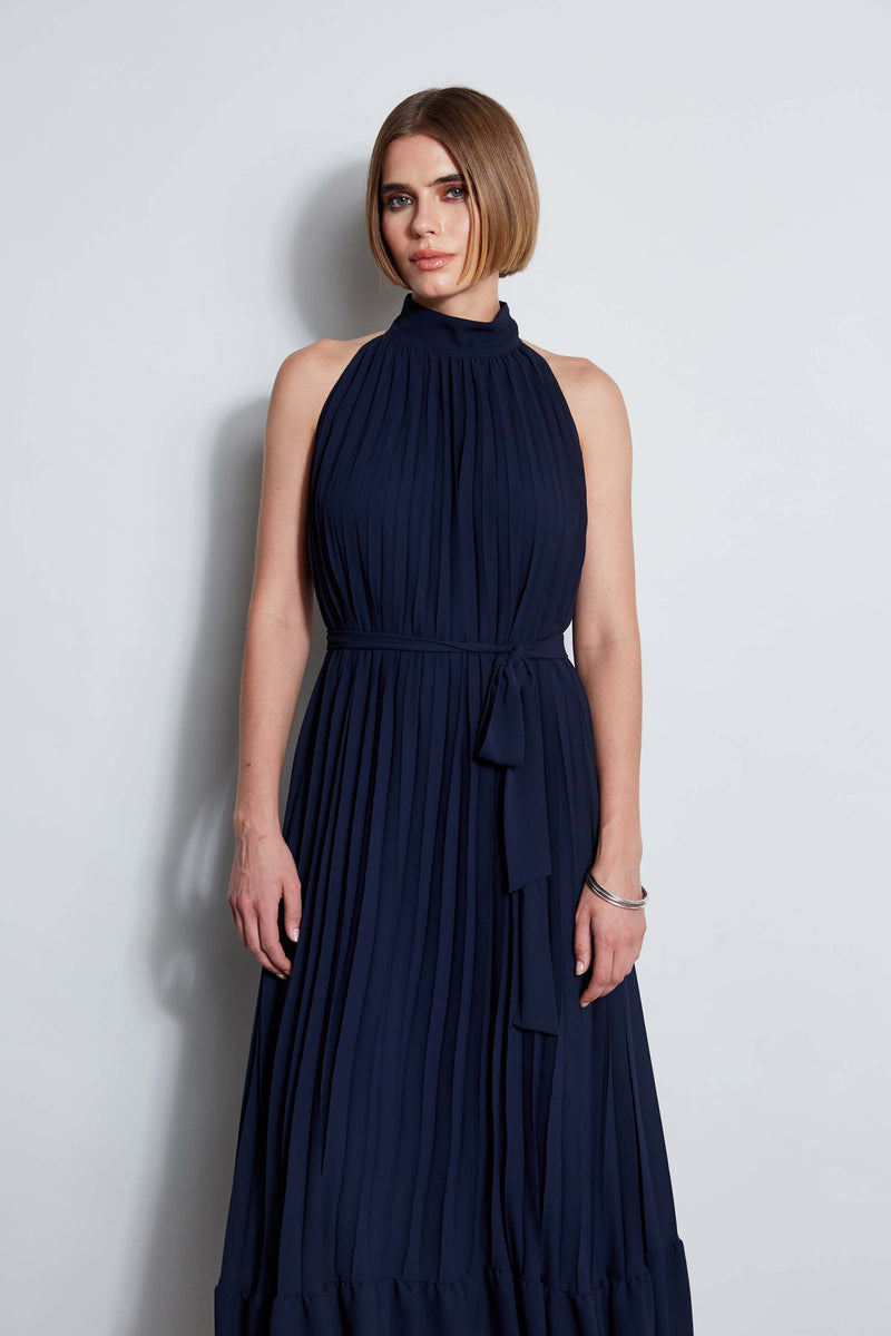 T-Tahari Pleated Halter Midi Dress – Elie Tahari