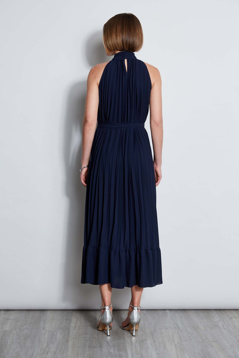 T-Tahari Pleated Halter Midi Dress