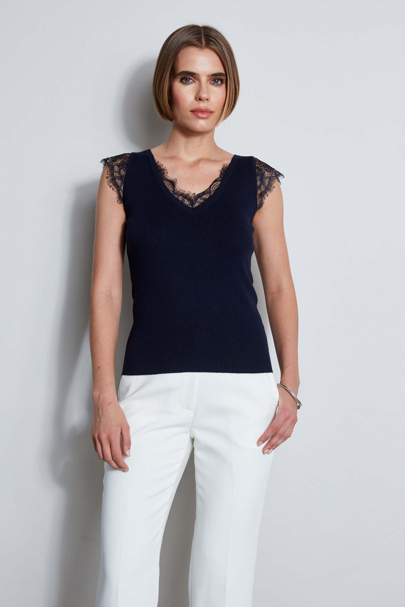 T-Tahari Lace Trim Sweater