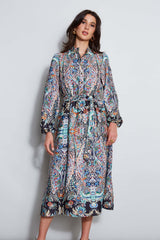 T-Tahari Royal Garden Satin Shirt Dress