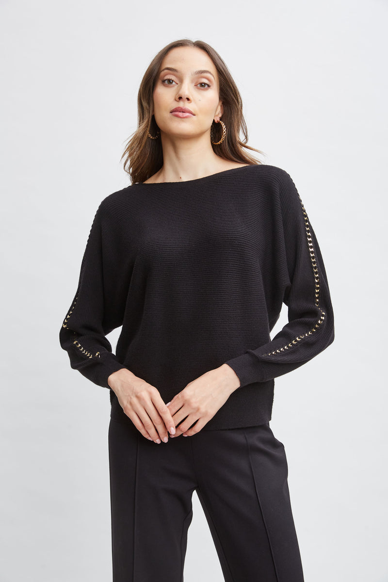 T-Tahari Chain Sleeve Sweater