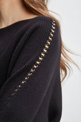 T-Tahari Chain Sleeve Sweater