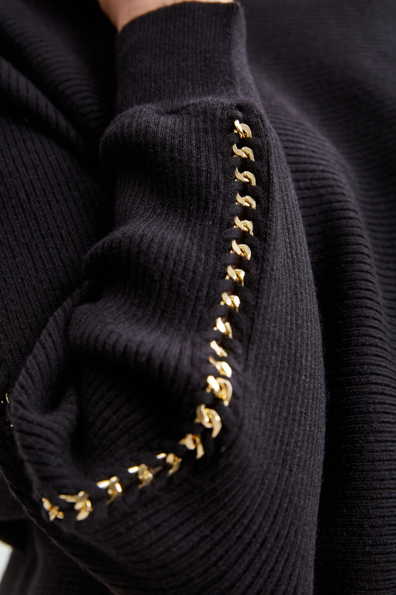 T-Tahari Chain Sleeve Sweater