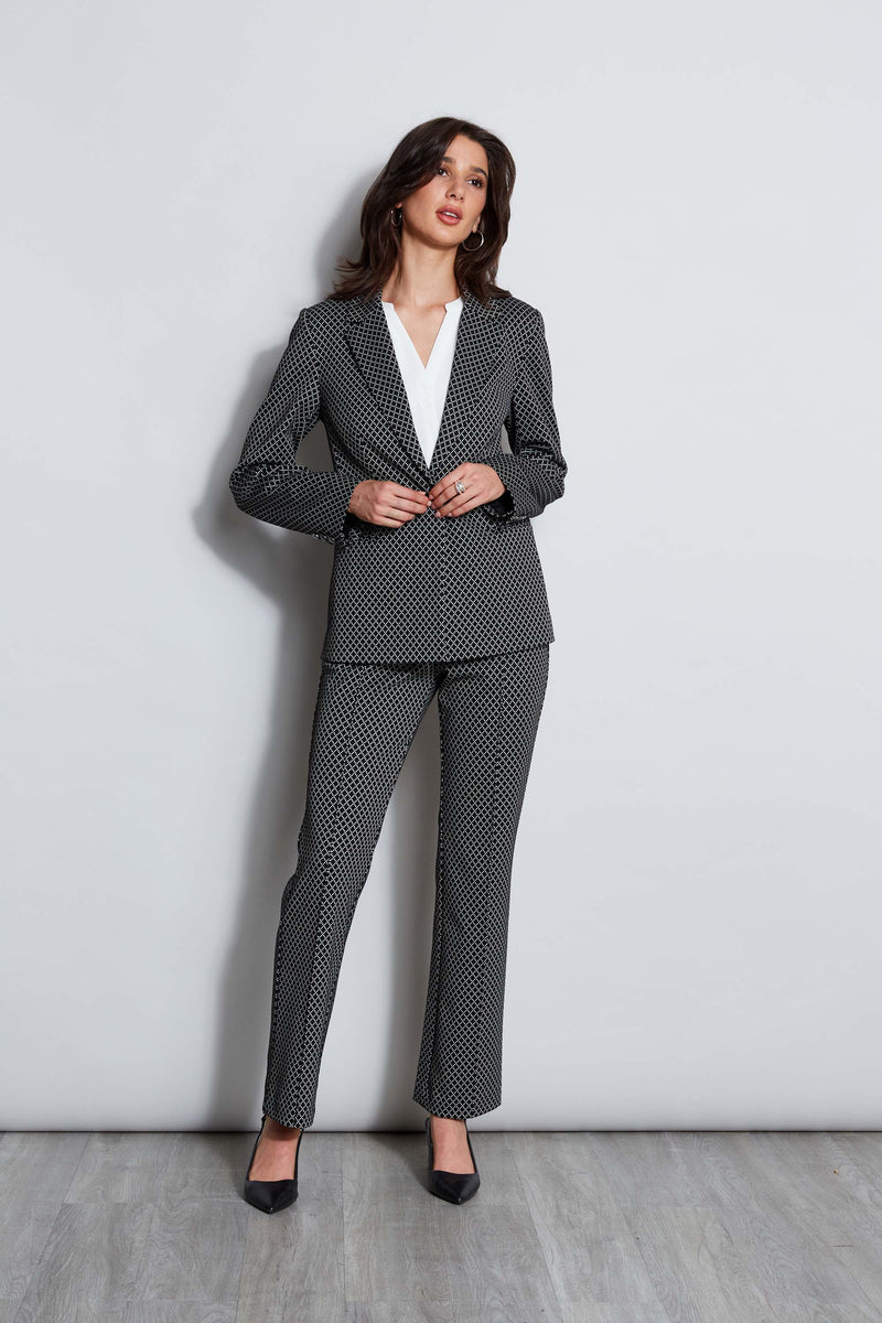 T-Tahari Deco Diamond Knit Jacquard Blazer