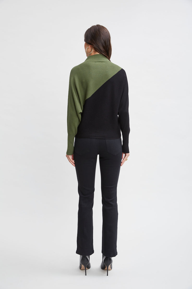 T-Tahari Asymmetric Colorblock Sweater