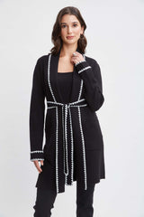 T-Tahari Whipstitch Belted Cardigan