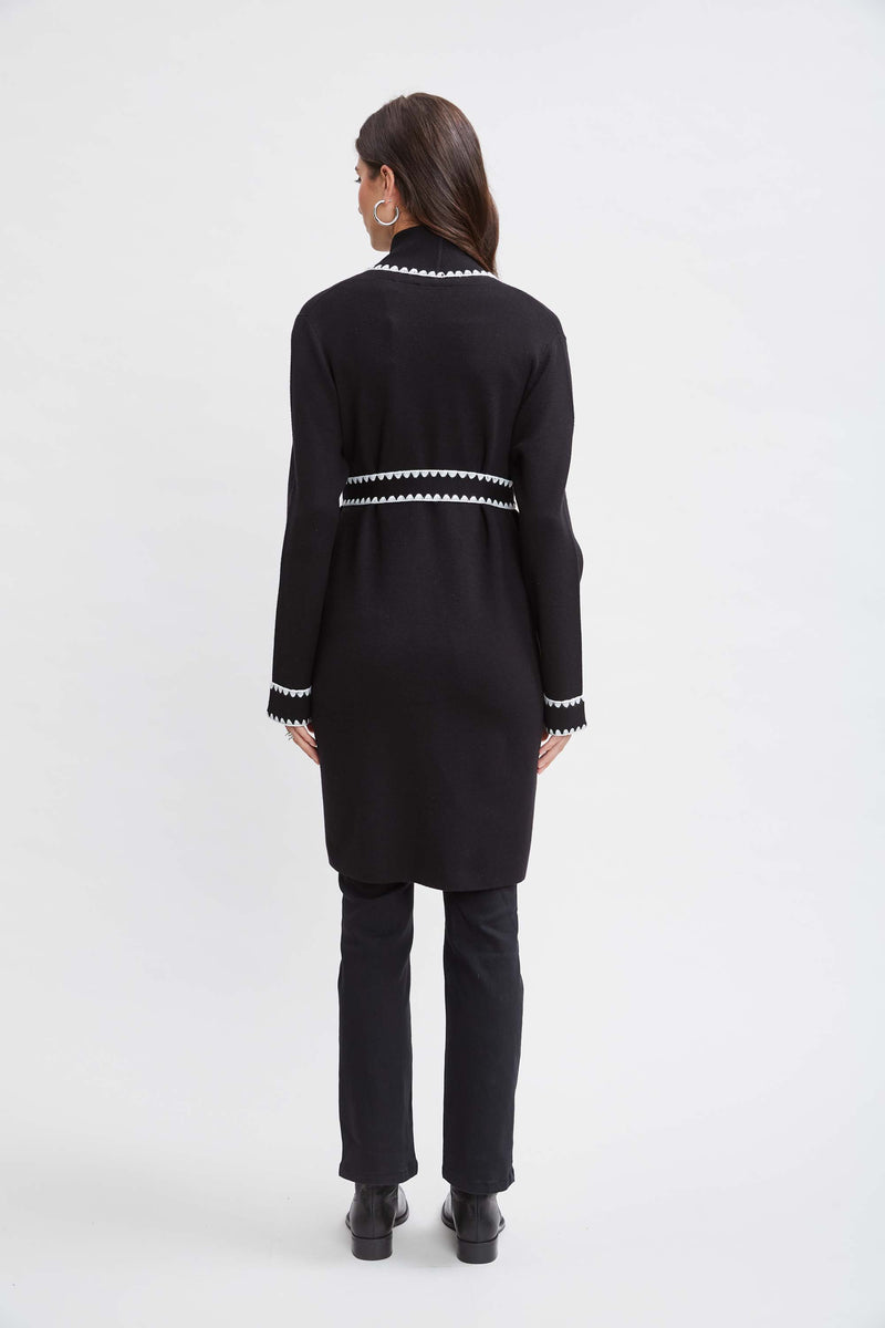 T-Tahari Whipstitch Belted Cardigan