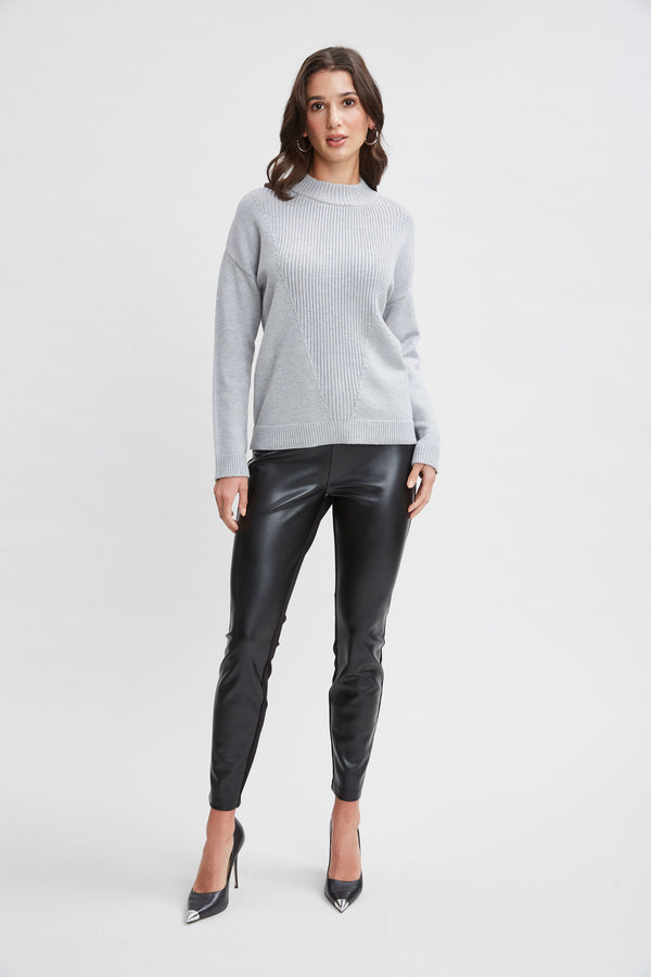 T-Tahari Mock Neck Rib Sweater