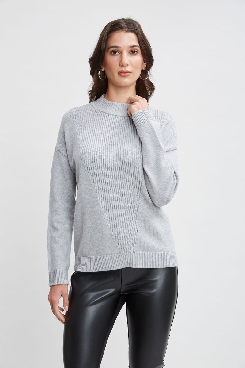 T-Tahari Mock Neck Rib Sweater