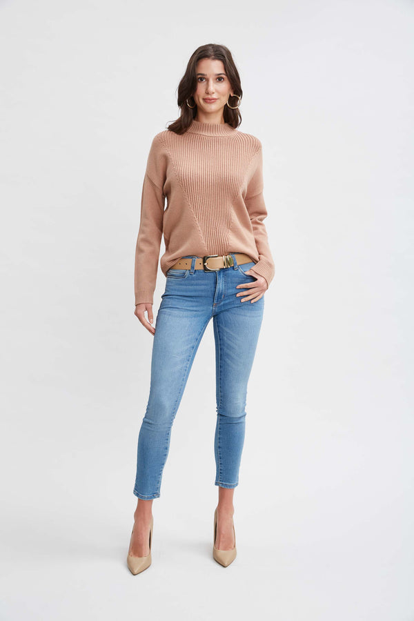 T-Tahari Mock Neck Rib Sweater