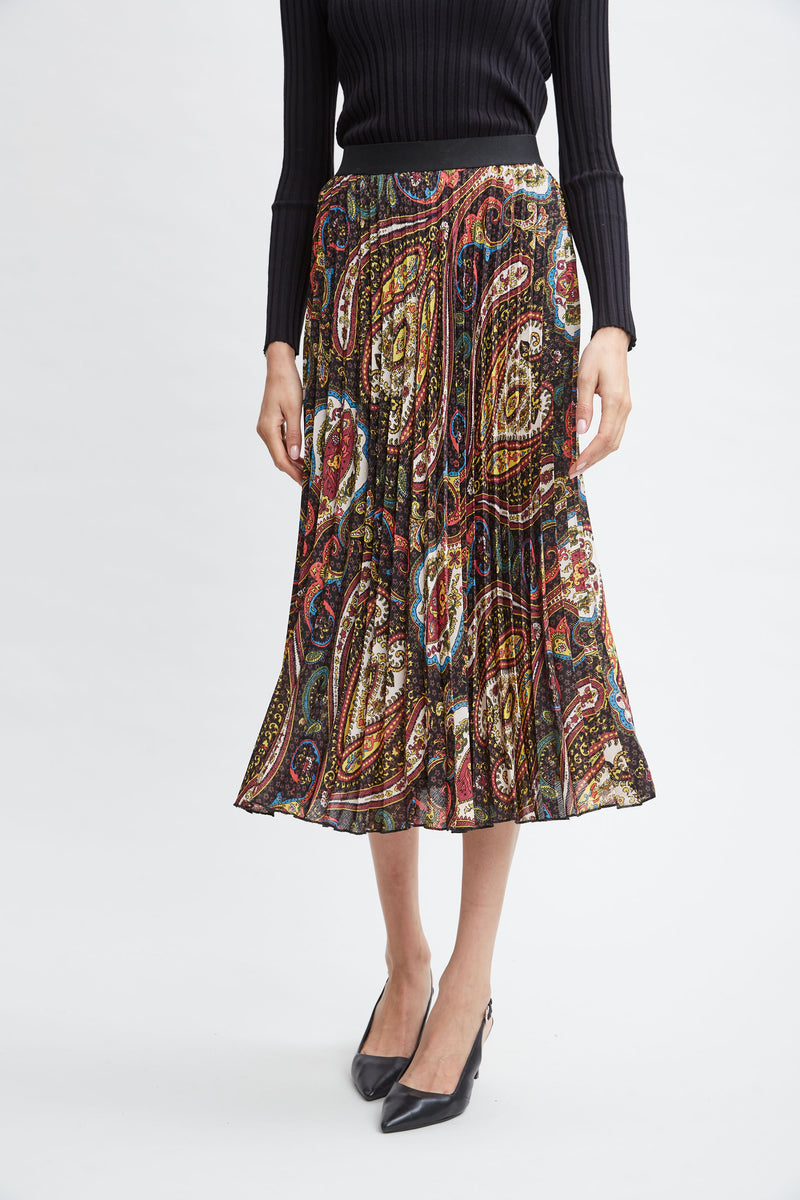 T-Tahari Paisley Pleated Skirt